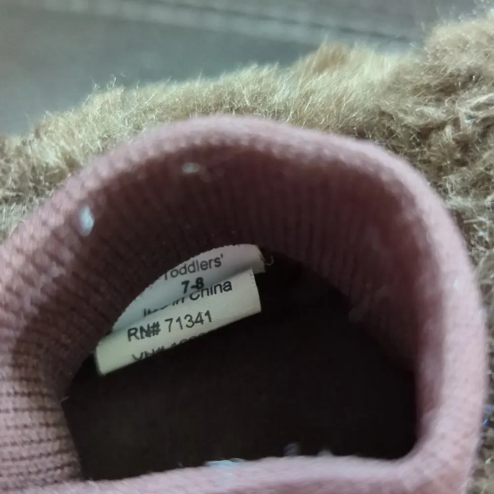 L.L. Bean Toddler 7-8 Little Brown Bear Fuzzy Furry Pull On Warm Slippers